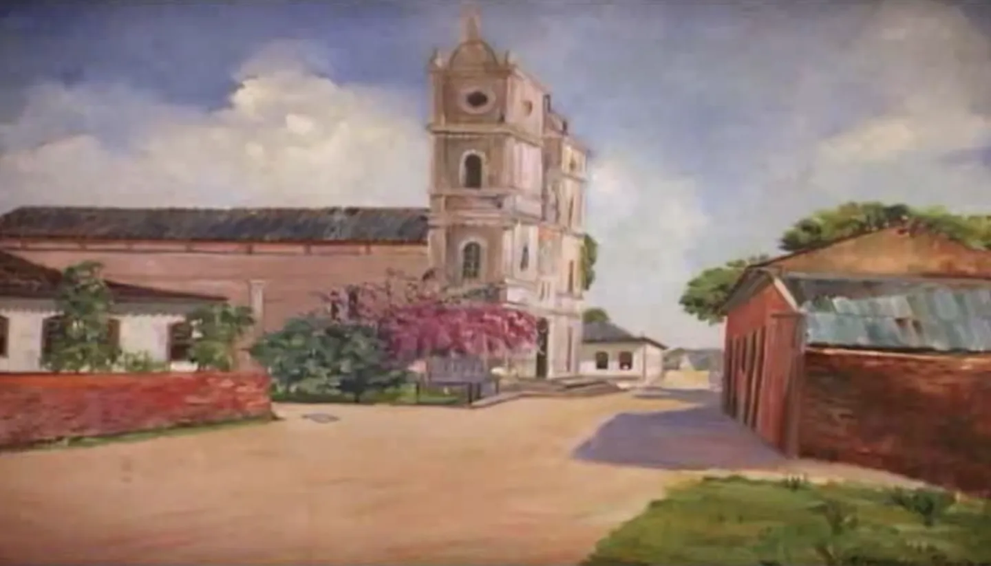Pintura de rua de Sacramento com igreja